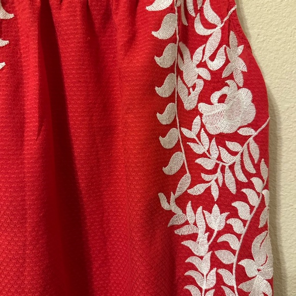 Lucky Brand Red Top with White Embroidery - Picture 2 of 5